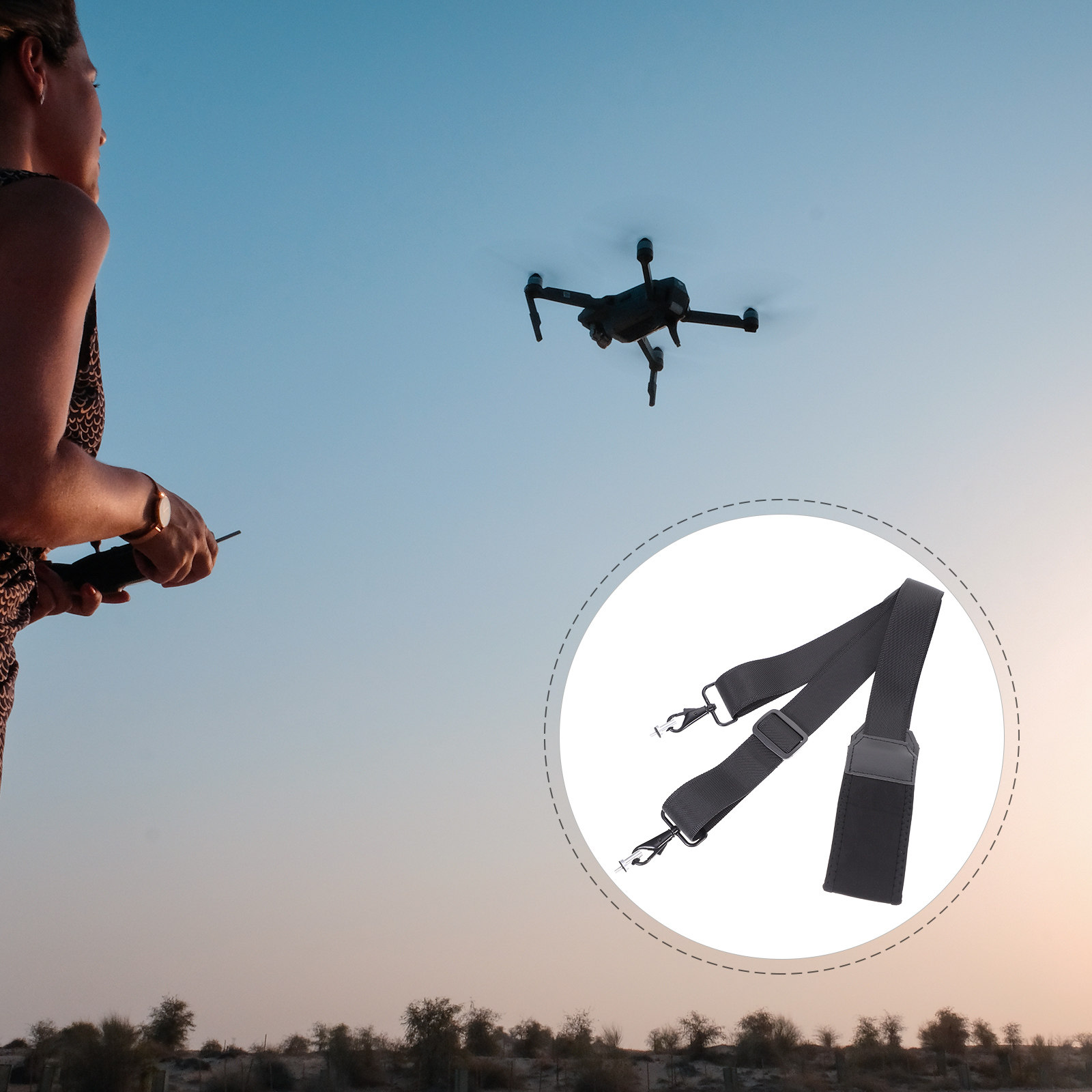 Drone Neck Strap - สายคล้องคอสำหรับรีโมทคอนโทรลโดรน 2 3 รุ่นที่เข้ากันได้ สายคล้องไนลอน อลูมิเนียมอัลลอย