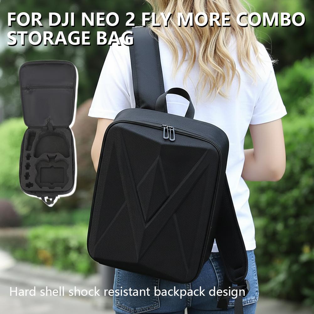 Drone Backpack - กระเป๋าเป้สะพายหลังความจุขนาดใหญ่สำหรับ DJI Neo2 กระเป๋าเก็บของแบบกันน้ำ กระเป๋าเป้แบบแข็งสีดำสำหรับเดินทาง โดรน