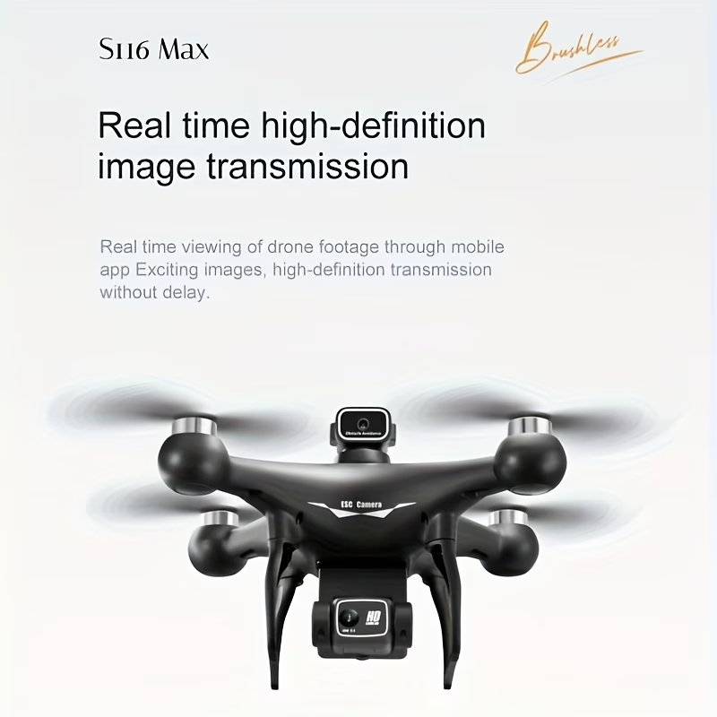 Drone Beacon Light - โดรนระบบกำหนดตำแหน่งด้วยออปติคอลโฟลว์แบบมอเตอร์ไร้แปรงถ่านรุ่นใหม่ S116，กล้องปรับไฟฟ้าในตัว ปรับได้ถึง 90 องศา °