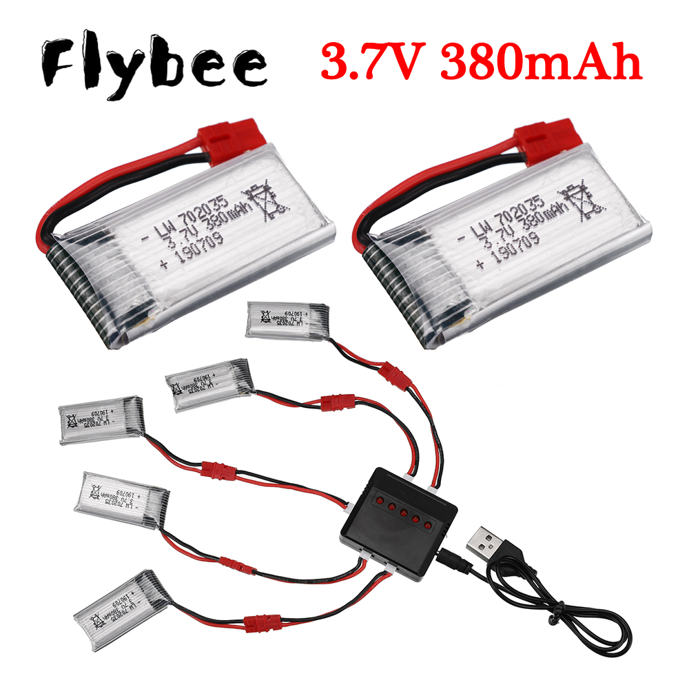Drone Battery Charger - แบตเตอรี่ Lipo 3.7V 380mAh พร้อมที่ชาร์จสำหรับ X5A-1